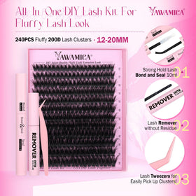 Application process of Yawamica lash clusters on natural lashes