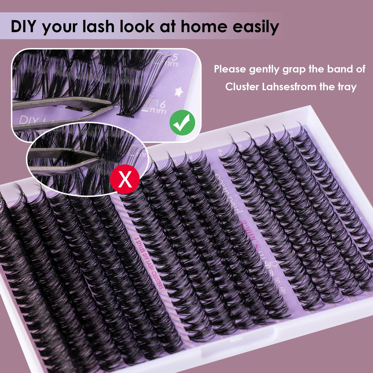 Application tips for Ocean Pearl Lash Clusters on natural lashes