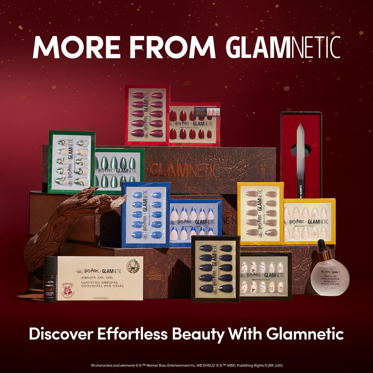 Application tools included with Glamnetic Gryffindor Press On Nails