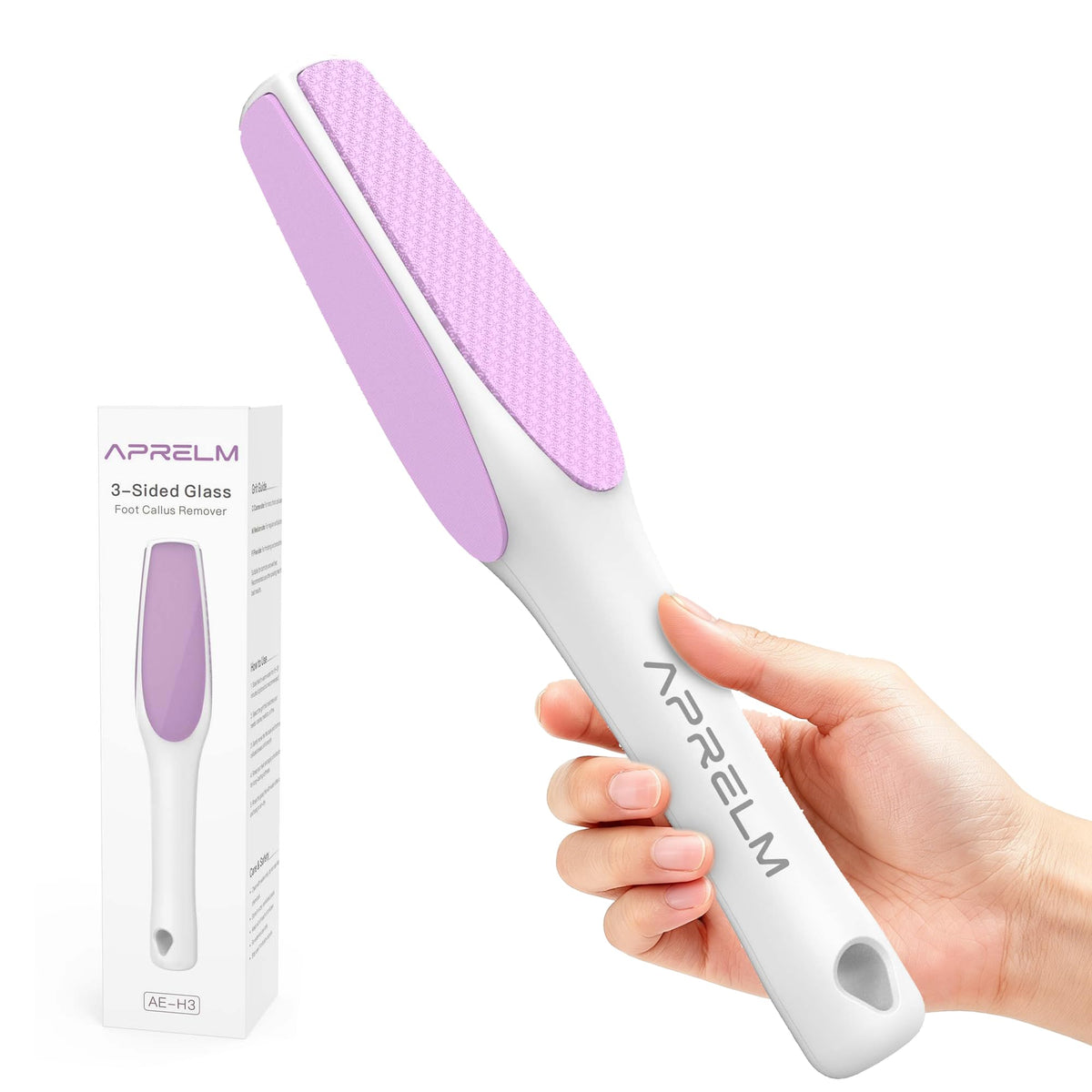 APRELM 3-Sided Nano Glass Foot File front view in pink