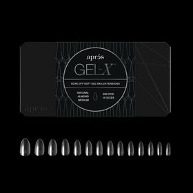 APRÉS Gel-X Almond Nail Tips Box front view with 280 soft tips