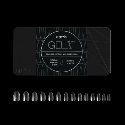 APRÉS Gel-X® Almond Nail Tips box front view with 280 tips