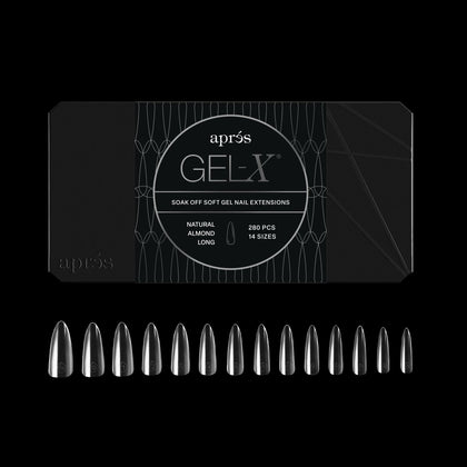 APRÉS Gel-X Almond Nail Tips Box front view with 280 tips