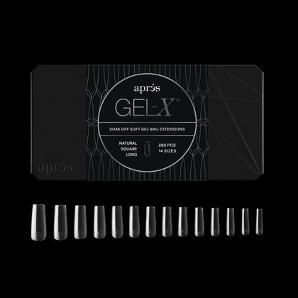APRÉS Gel-X Square Nail Tips box front view with 280 tips