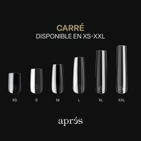 APRÉS Gel-X® Square Nail Tips box side view showing packaging details