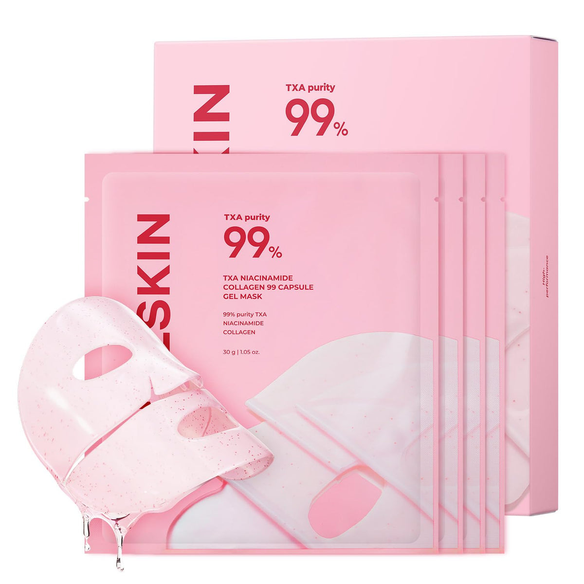 APRILSKIN TXA Pink Capsule Gel Mask front view with packaging