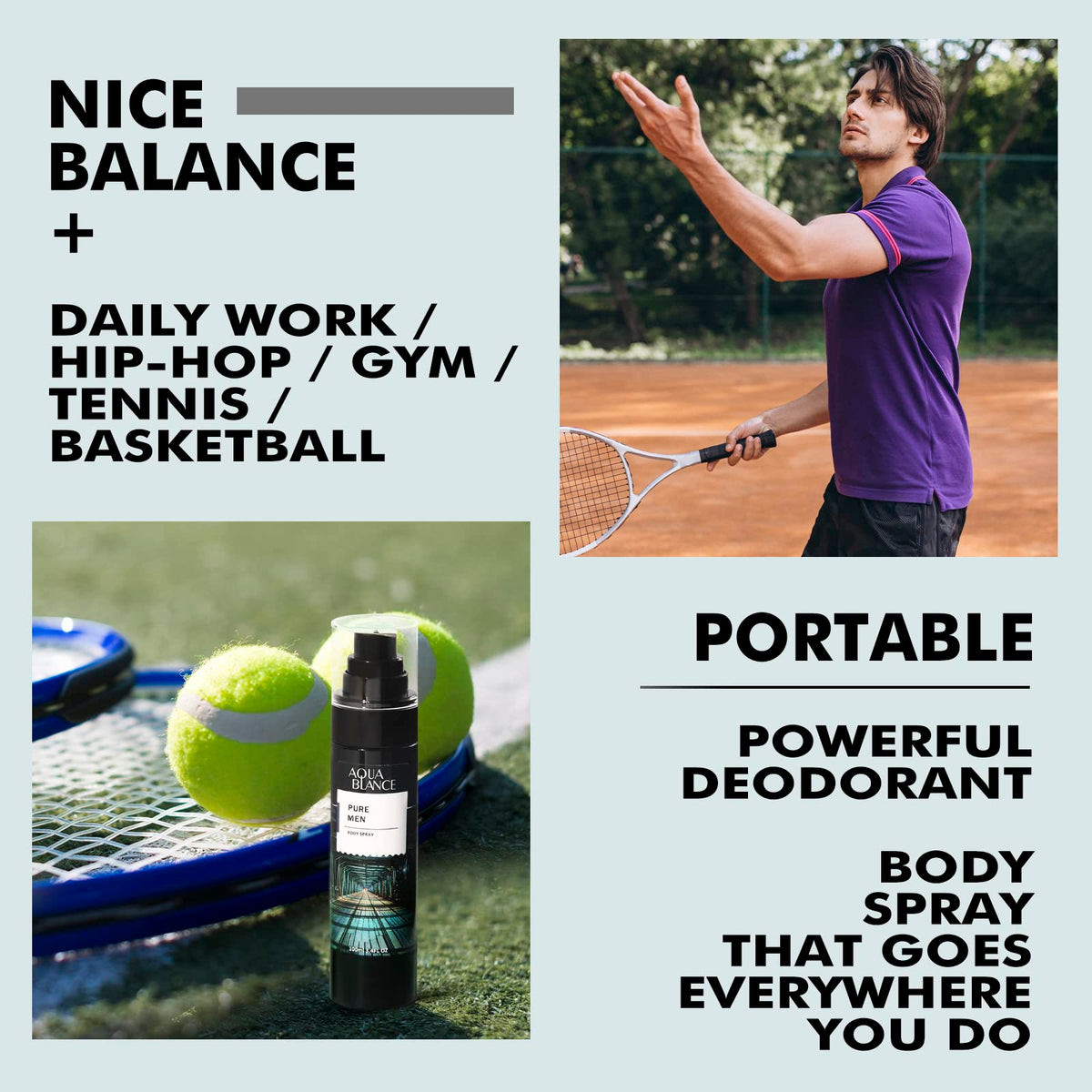AQUA BLANCE Body Spray for Men individual bottle front view