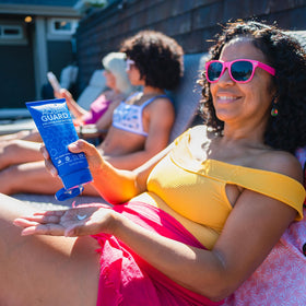 AQUA GUARD Pre-Swim Hair Defense application on hair
