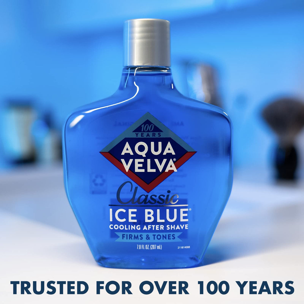 Aqua Velva After Shave Classic Ice Blue 7 Ounce bottle side view