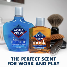 Aqua Velva After Shave Classic Ice Blue 7 Ounce packaging display