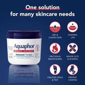 Aquaphor Healing Ointment in a bathroom setting