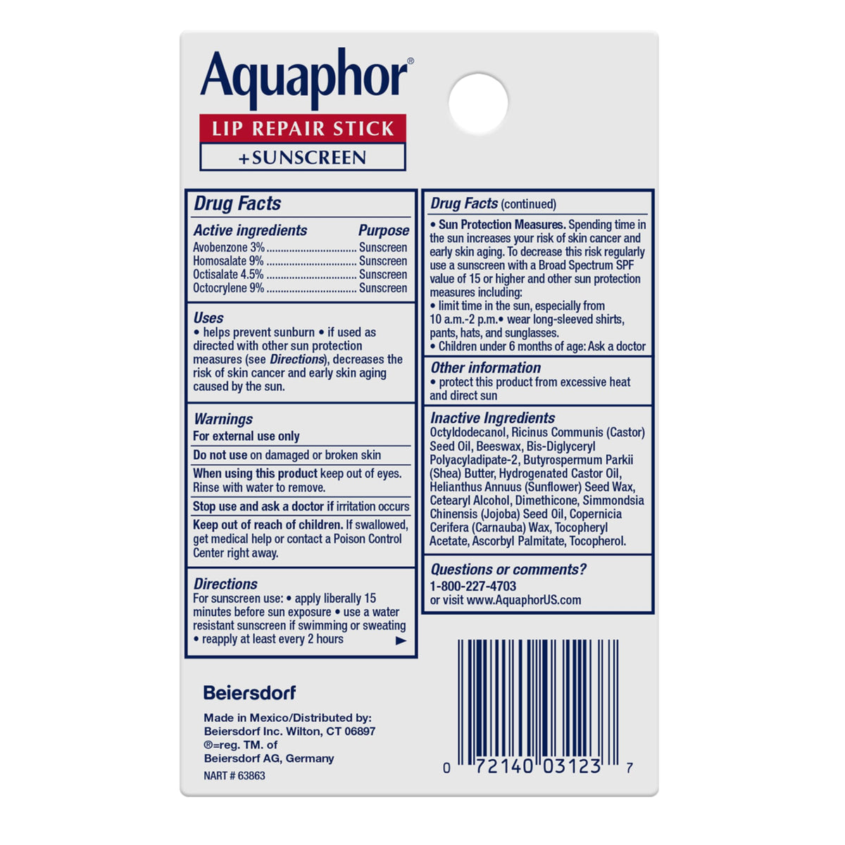 Aquaphor Lip Repair Stick being applied