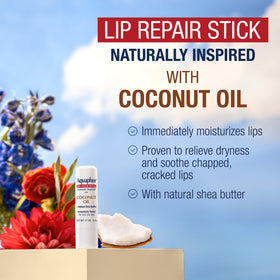 Aquaphor Lip Repair Stick in a hand for size reference