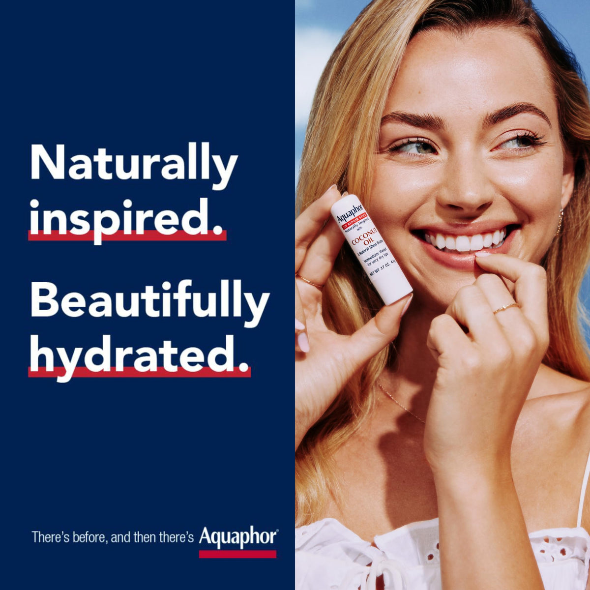Aquaphor Lip Repair Stick with Coconut Oil ingredients list on packaging