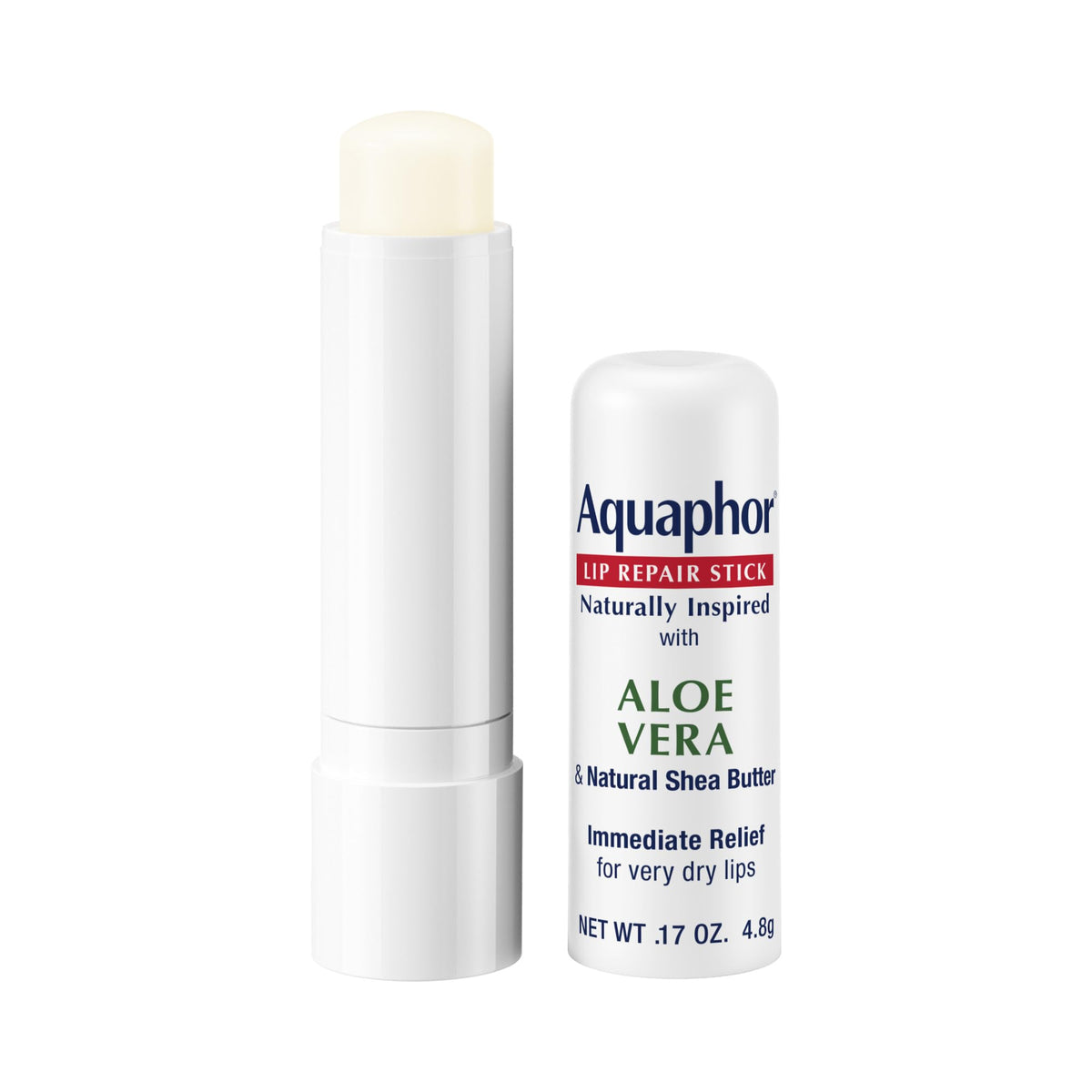 Aquaphor Naturally Inspired Lip Repair Stick back view showing ingredients