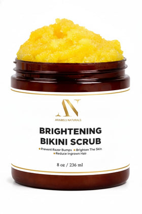ArabelsNaturals Bikini Area Exfoliator Body Scrub front view with packaging