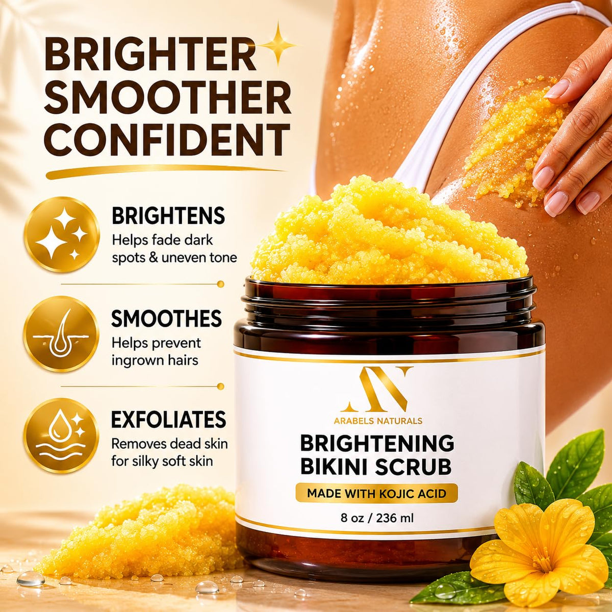 ArabelsNaturals Bikini Area Exfoliator Body Scrub texture close-up
