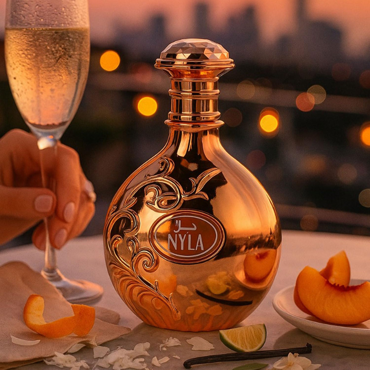 ARABIYAT Prestige Nyla Eau De Parfum side view showing bottle design