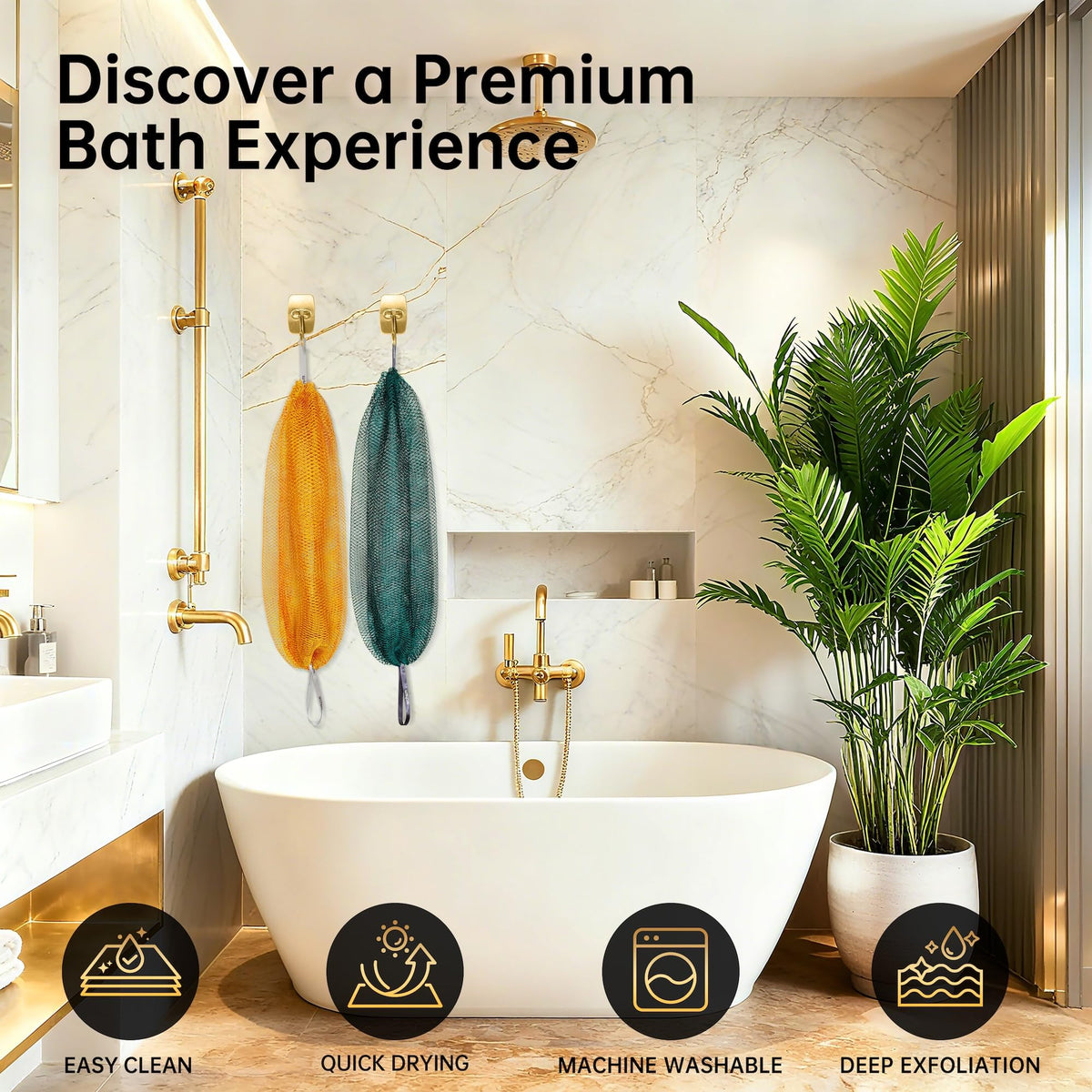 ARCH&M African Net Sponge in use during a shower