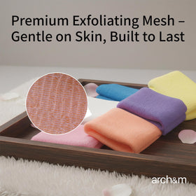 ARCH&M Exfoliating Back Washcloth in Navy-Blue, front view