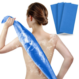 ARCH&M Exfoliating Shower Towel Navy-Blue front view