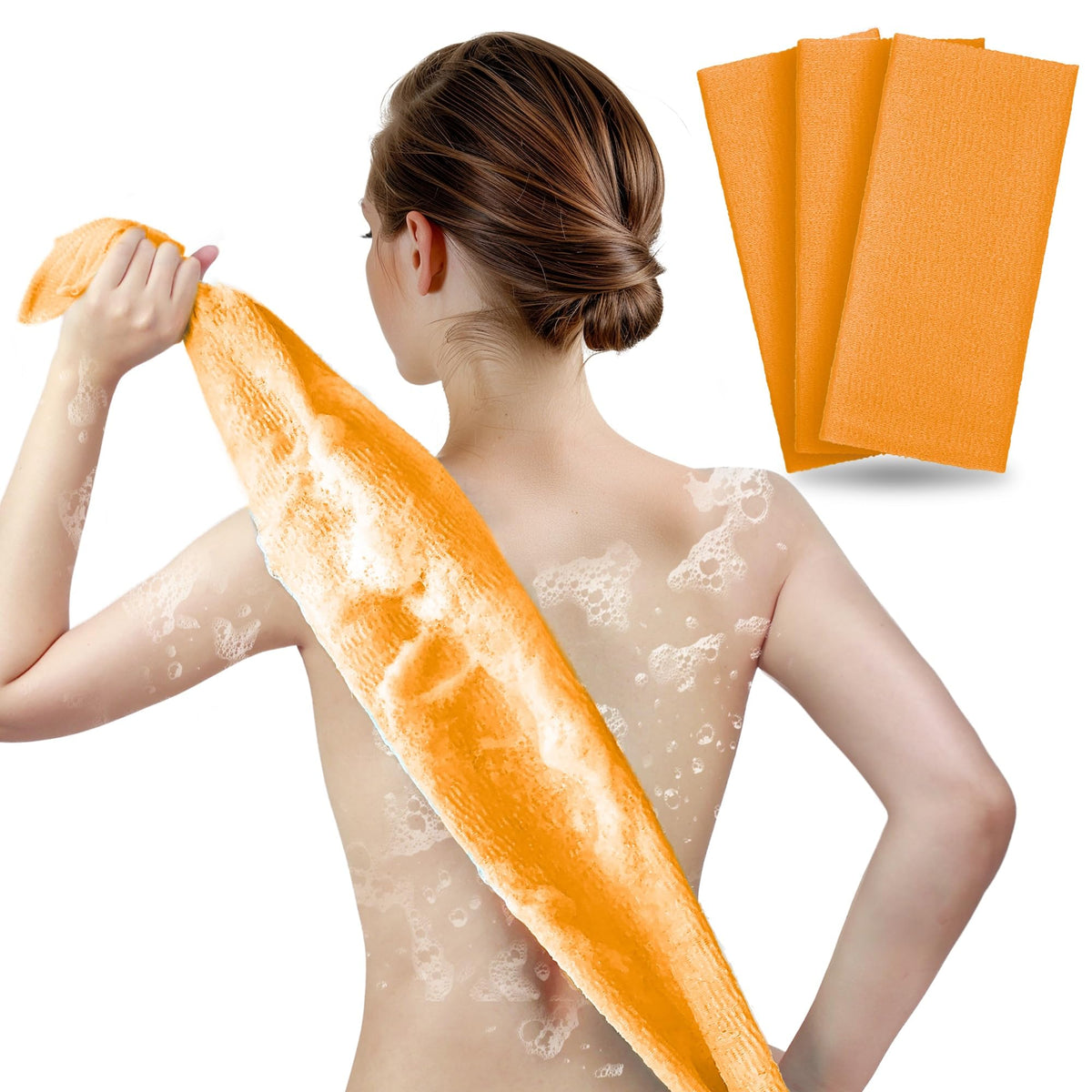 ARCH&M Exfoliating Washcloth & Body Scrubber orange pack front view