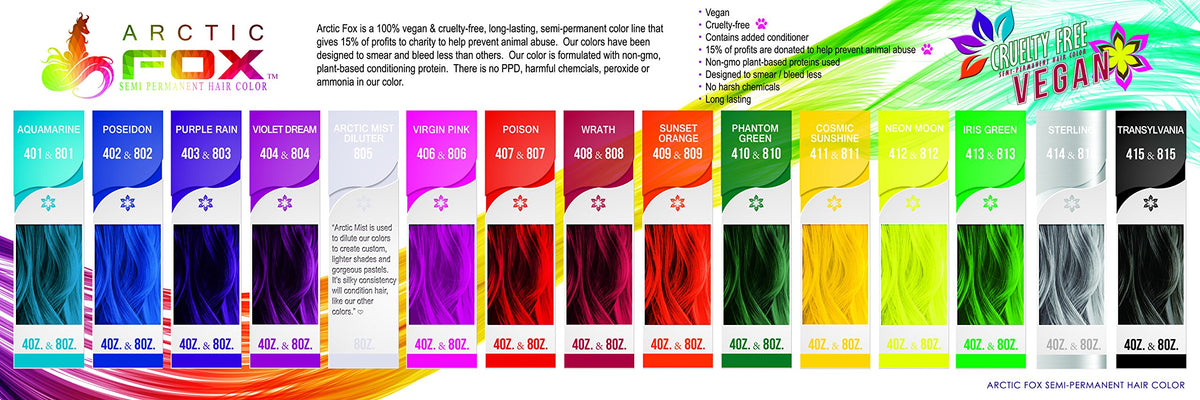 ARCTIC FOX Semi-Permanent Hair Dye packaging with ingredients