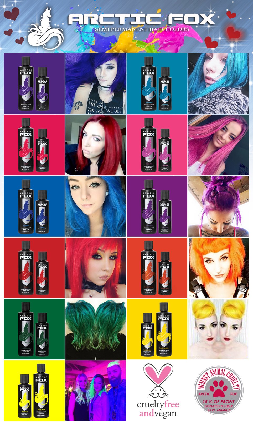 ARCTIC FOX Semi-Permanent Hair Dye Poison with mixing instructions