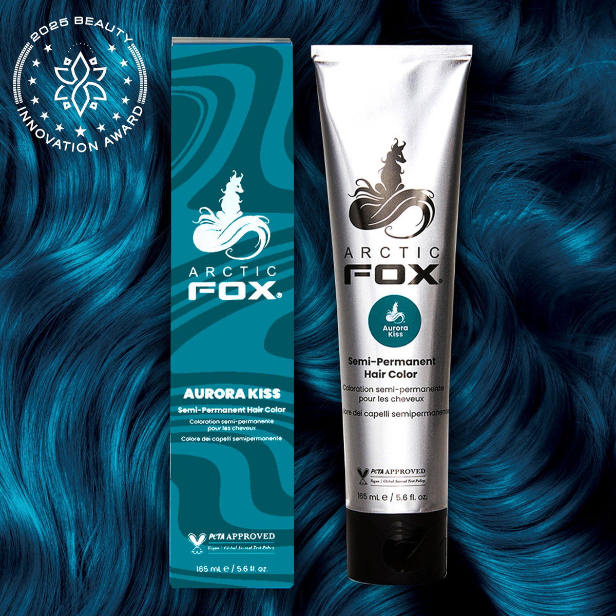 ARCTIC FOX Vegan Blue hair dye packaging side view