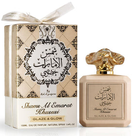 Ard al Zaafaran Shams Al Emarat Khususi Glaze & Glow bottle side view