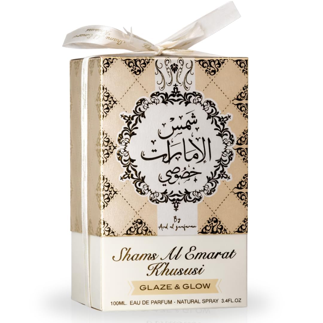 Ard al Zaafaran Shams Al Emarat Khususi Glaze & Glow Eau de Parfum packaging