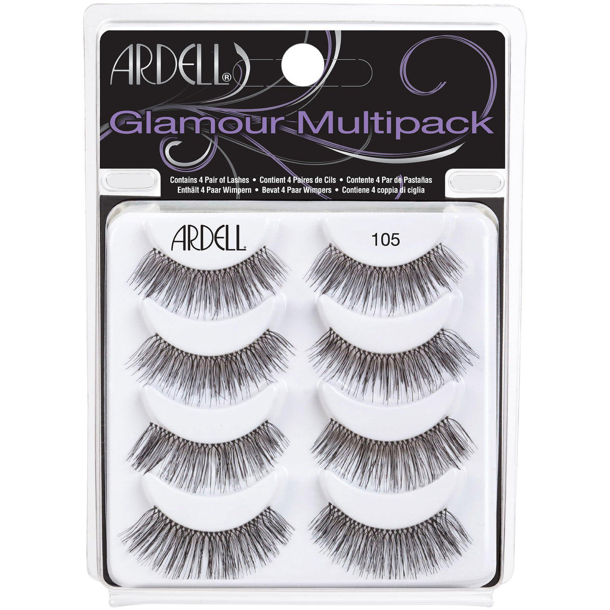 Ardell False Eyelashes Glamour Multipack 105 front view with four pairs