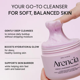 ARENCIA Fresh Lavender Rice Mochi Face Cleanser being applied