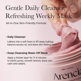 ARENCIA Fresh Royal Rosehip Cleanser with a towel and flowers