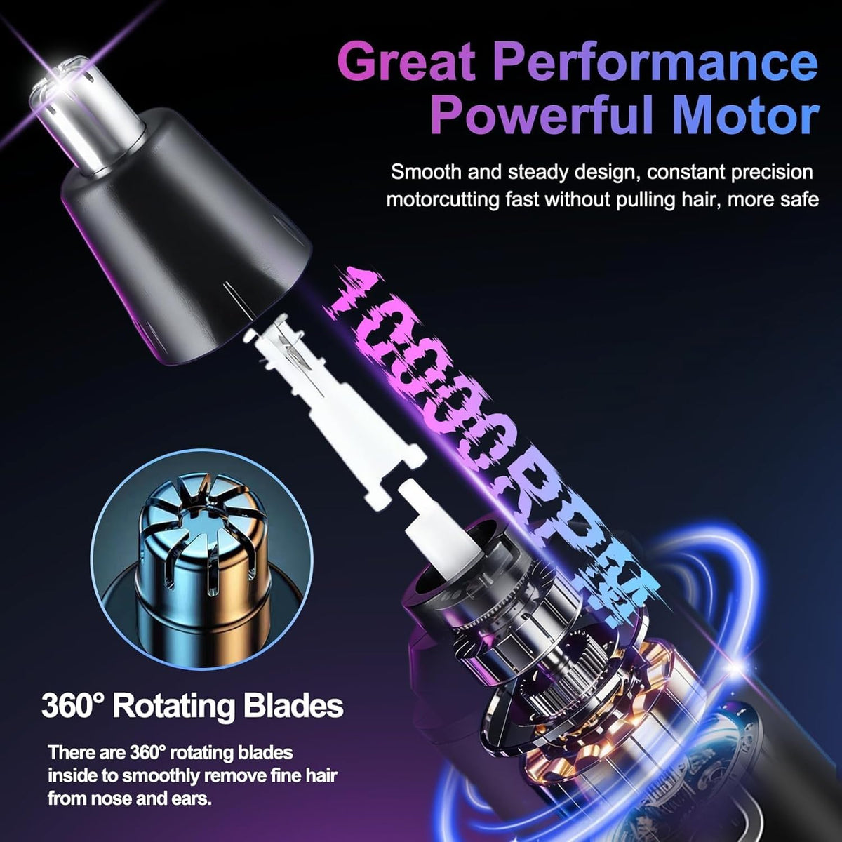 AREYZIN Nose Hair Trimmer showing waterproof feature
