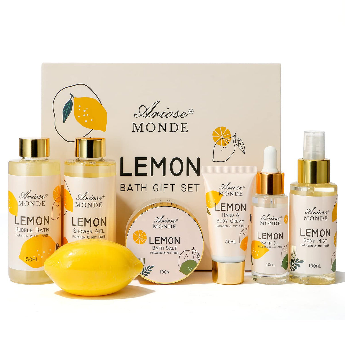 ArioseMonde Lemon Scent Bath Spa Gift Box Set front view