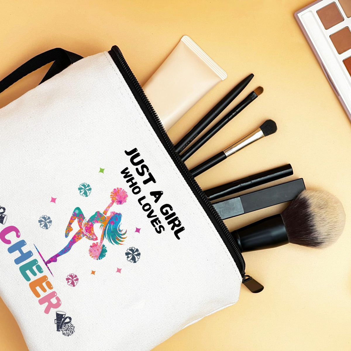 ARIOSEY Cheerleader Makeup Bag Pouch displayed on a table