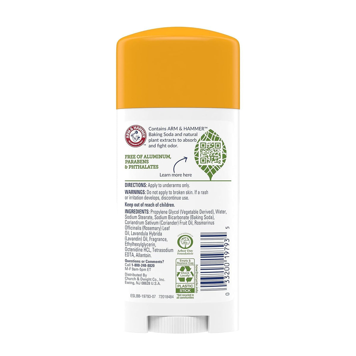Arm & Hammer Essentials Natural Deodorant Fresh 2.50 oz side view