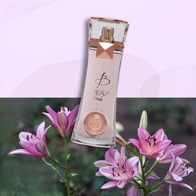 Armaf Beau Elegant Eau de Parfum Spray 3.4 oz with floral background