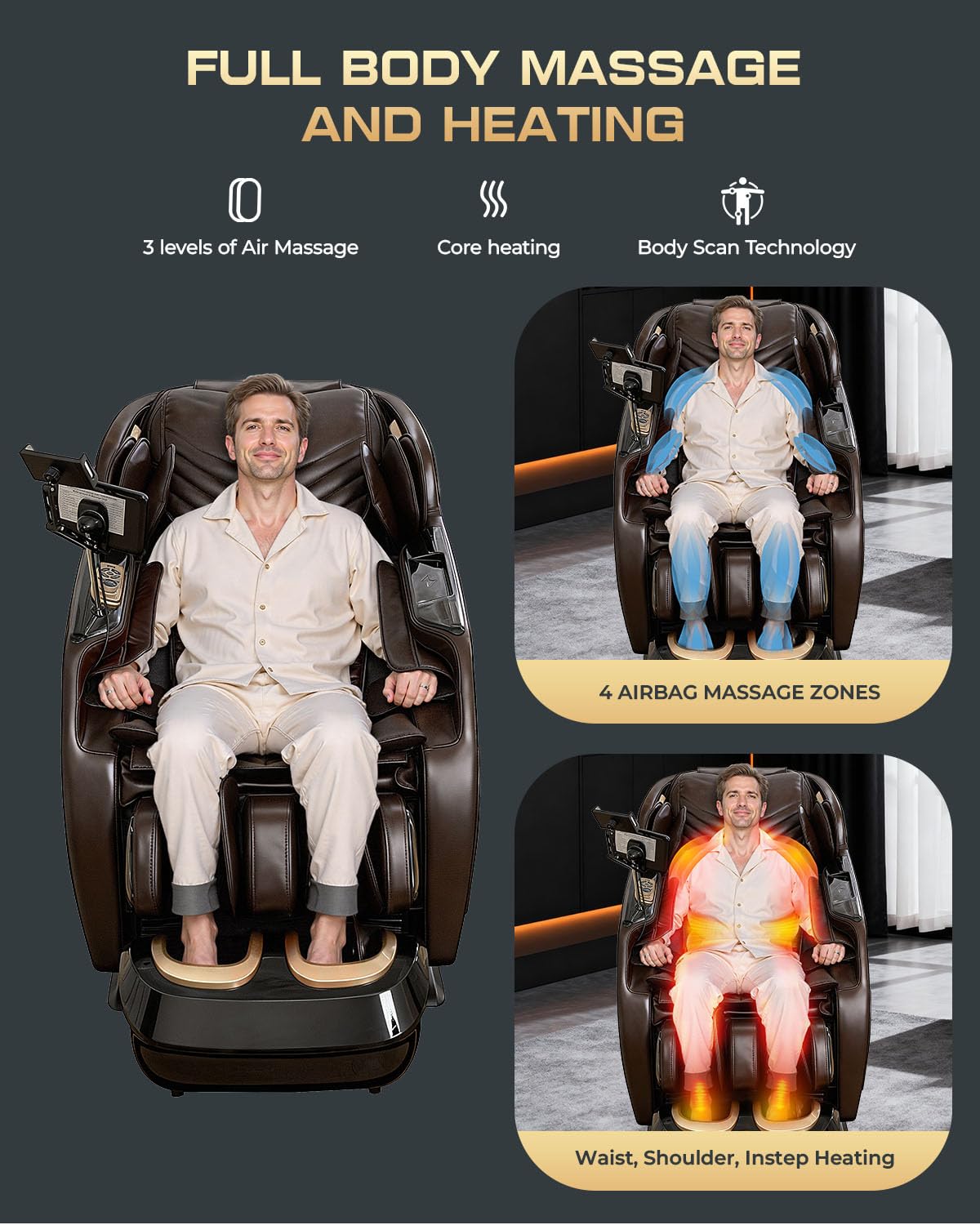 armali 4D Massage Chair demonstrating Thai Yoga Stretching mode
