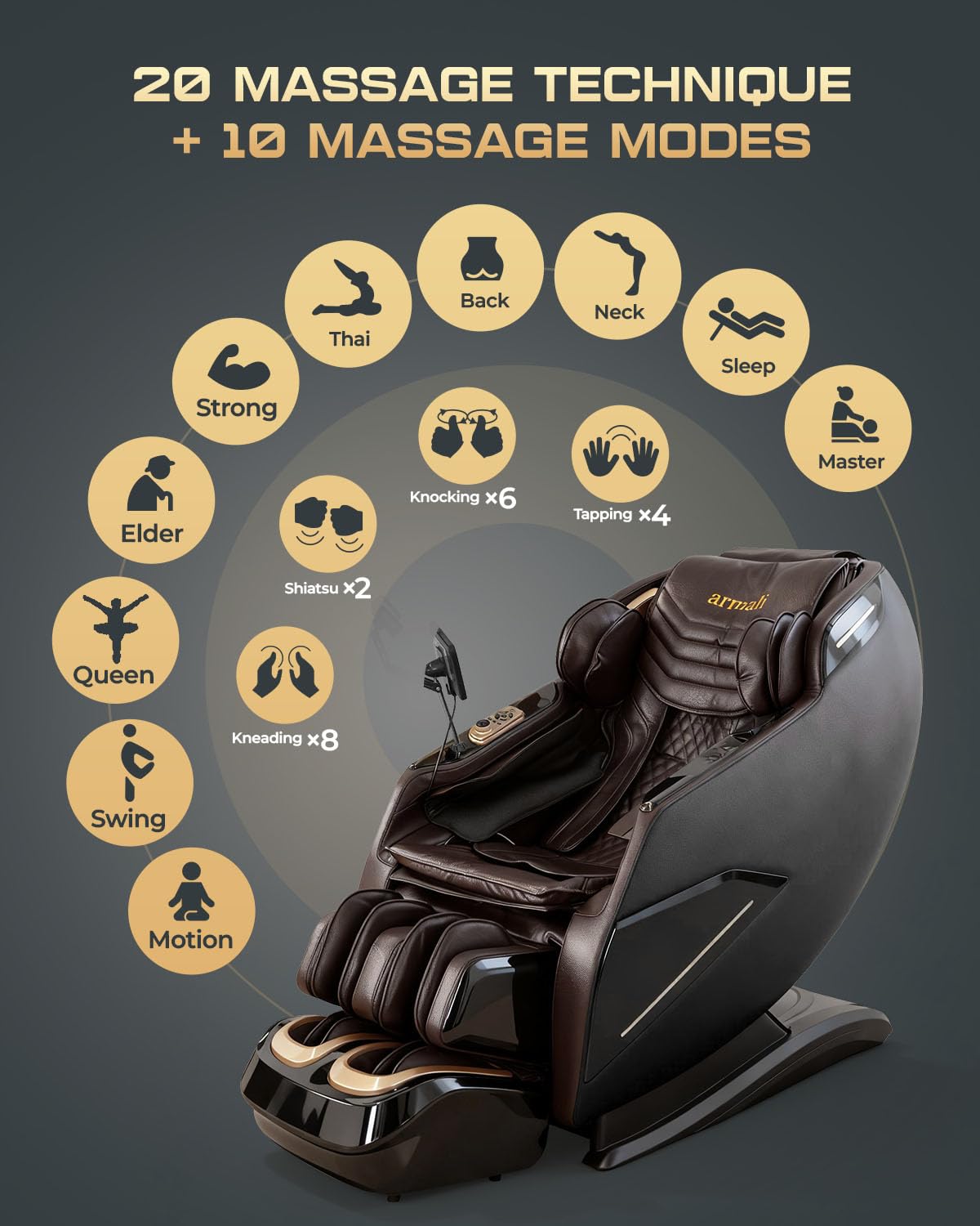 armali 4D Massage Chair touchscreen control panel