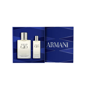 Armani Acqua di Giò scent bottle with Mediterranean background