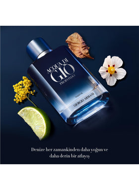 Armani Beauty Acqua di Giò Profondo Parfum bottle with blue lacquering