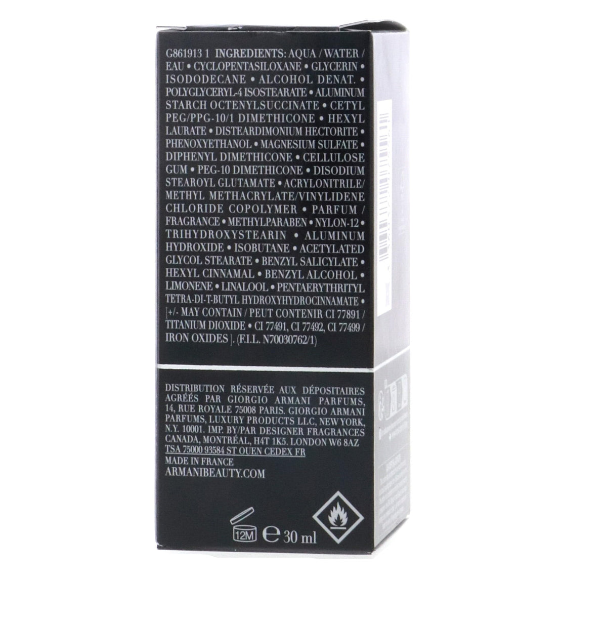 Armani Beauty Luminous Silk Foundation #6.5 Tawny packaging details