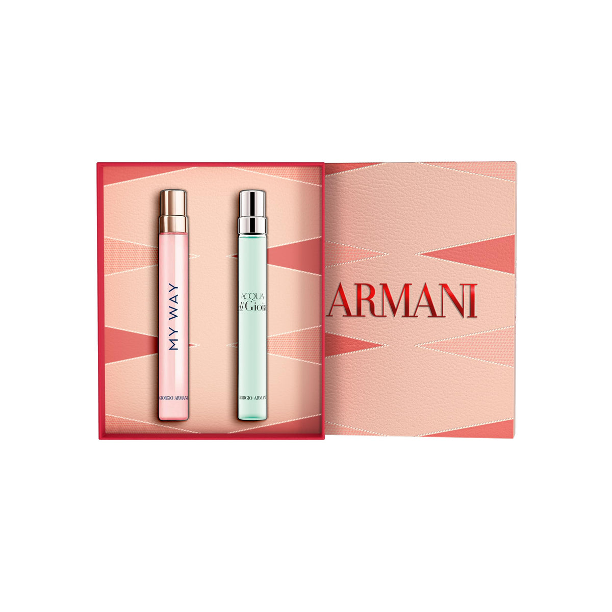 Armani Beauty My Way & Acqua di Gioia set with floral background