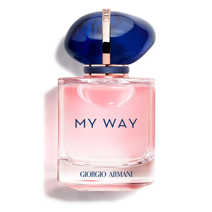 Armani Beauty My Way Eau de Parfum front view with blue and gold cap