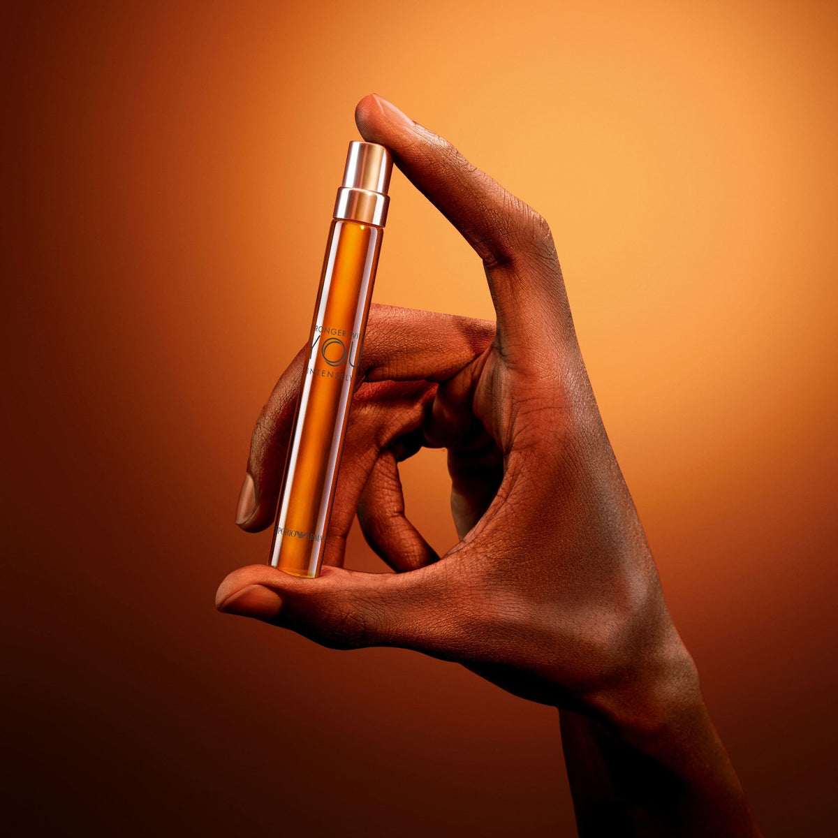 Armani Beauty Stronger With You Intensely cologne bottle close-up