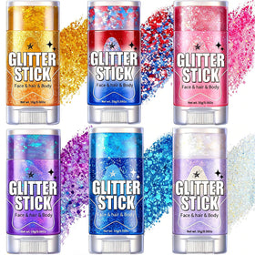 AROIC Body Glitter Stick set with six vibrant colours