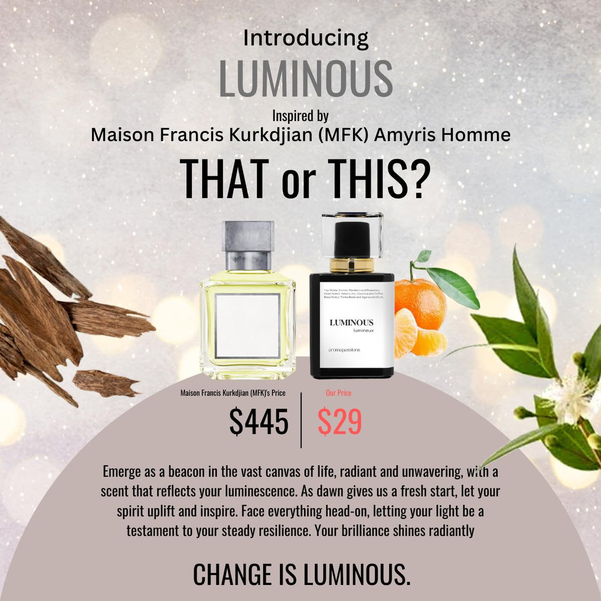 aromapassions LUMINOUS perfume bottle close-up