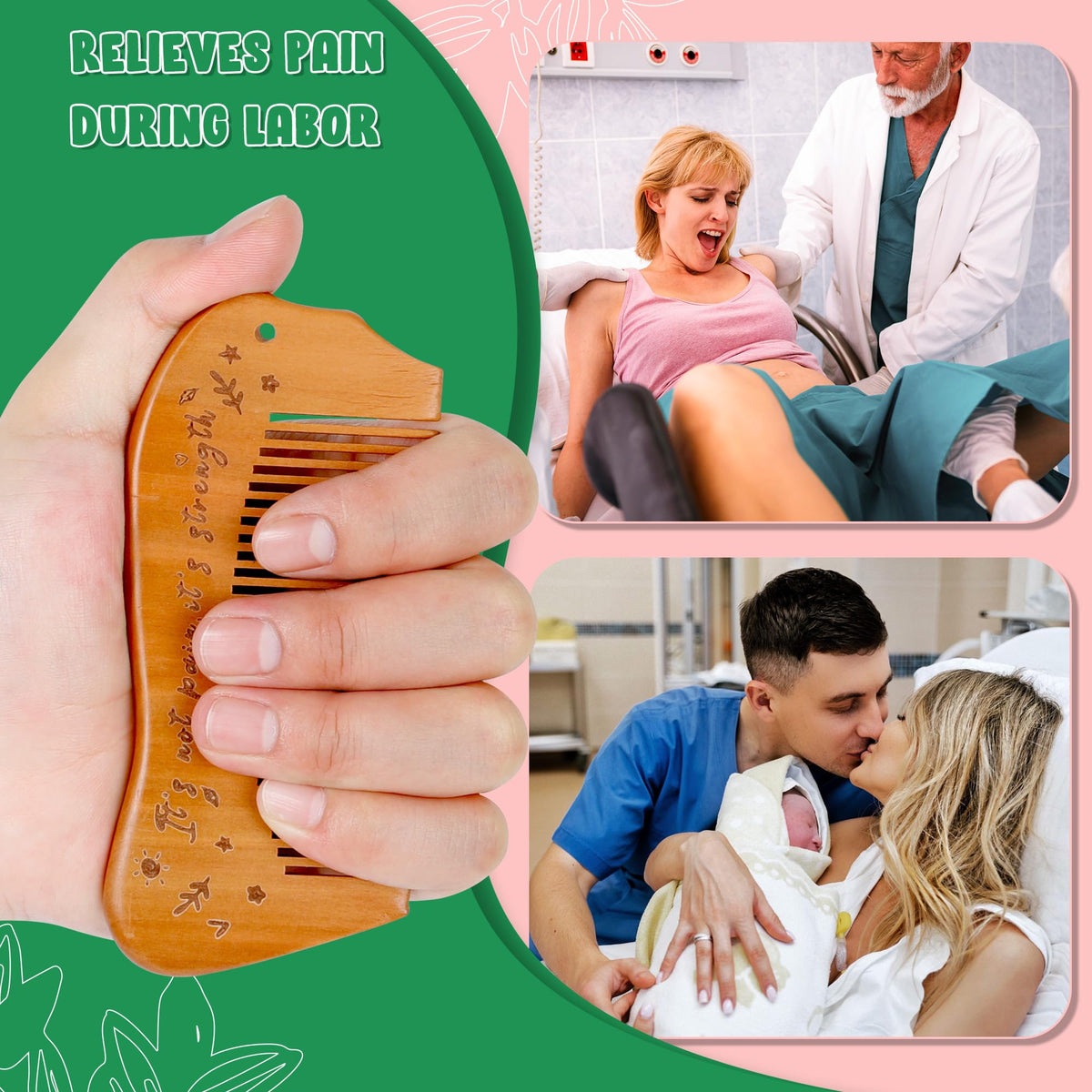 Arrozon Birthing Comb side view showcasing ergonomic design